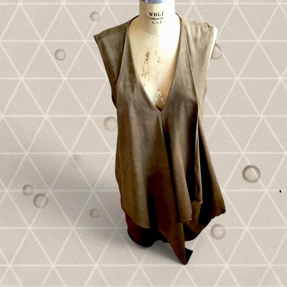 BCBG MaxAzria Tara Faux Suede Asymmetrical High Low Dress Minimalist Gorpcore.
